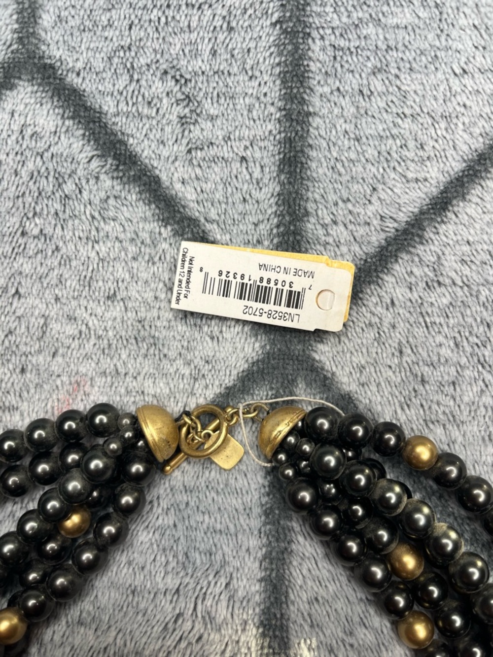 Lauren Ralph Lauren Black Gold Beaded MultiStrand Fashion Statement Necklace NWT - Picture 4 of 6